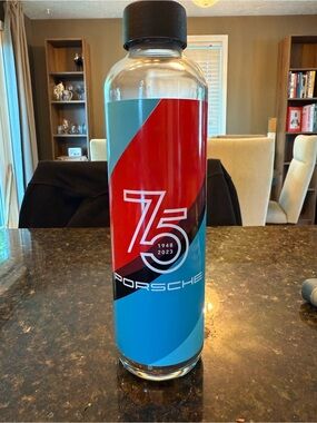 LIMITED EDITION - PORSCHE 75th Anniversary Red & Blue Glass Bottle